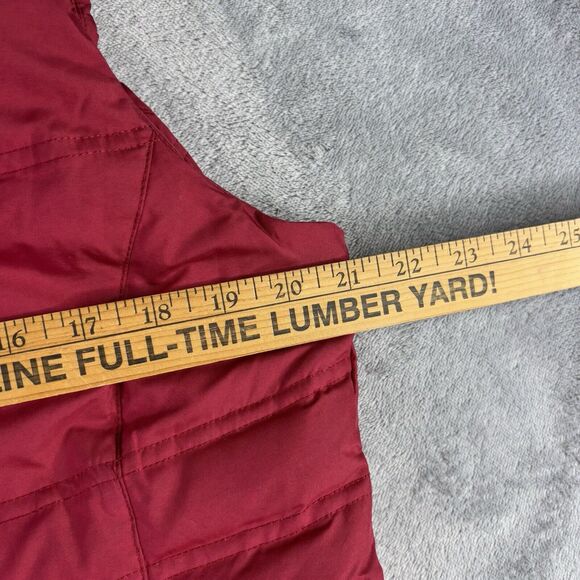 Eddie‎ Bauer Vest Women's Large Goose Down Red 700 Fill Removable Faux Fur Trim - Picture 13 of 16